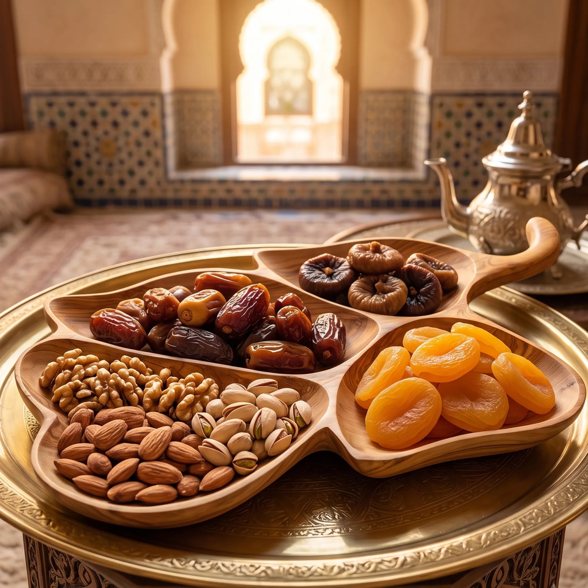 طبق تقديم فاخر من خشب الزيتون الطبيعي