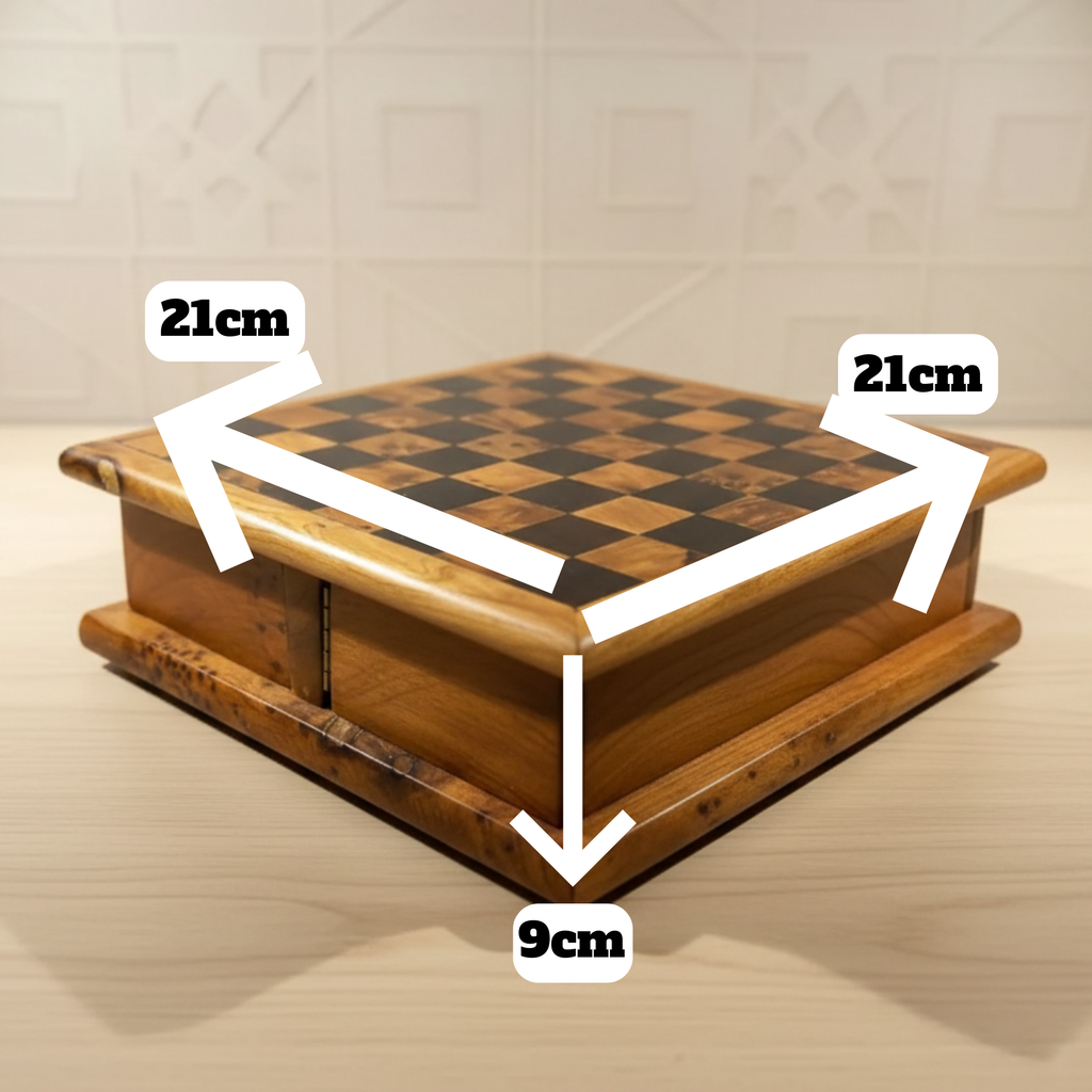 Échiquier de luxe en bois de genévrier avec boîtes de rangement