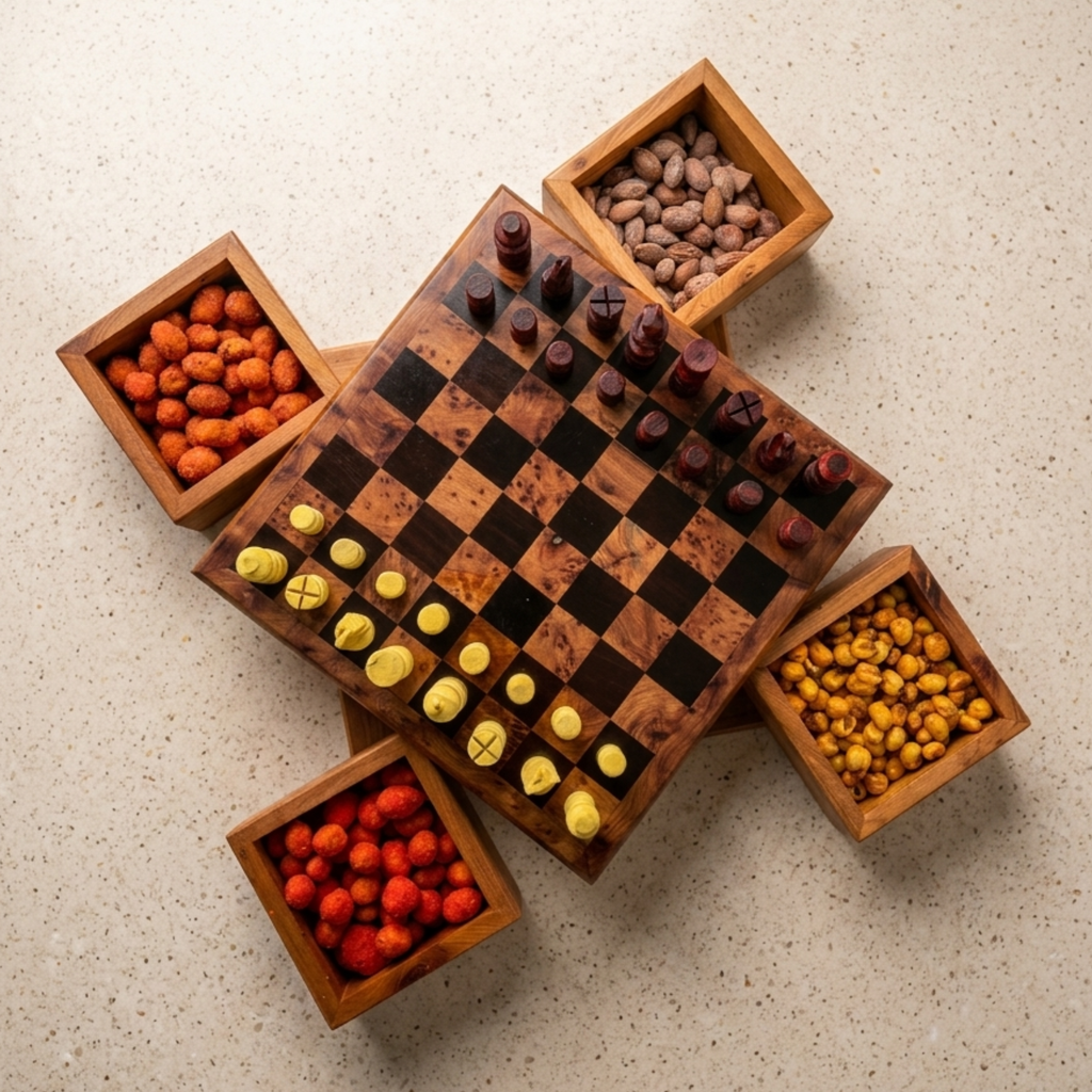 Échiquier de luxe en bois de genévrier avec boîtes de rangement