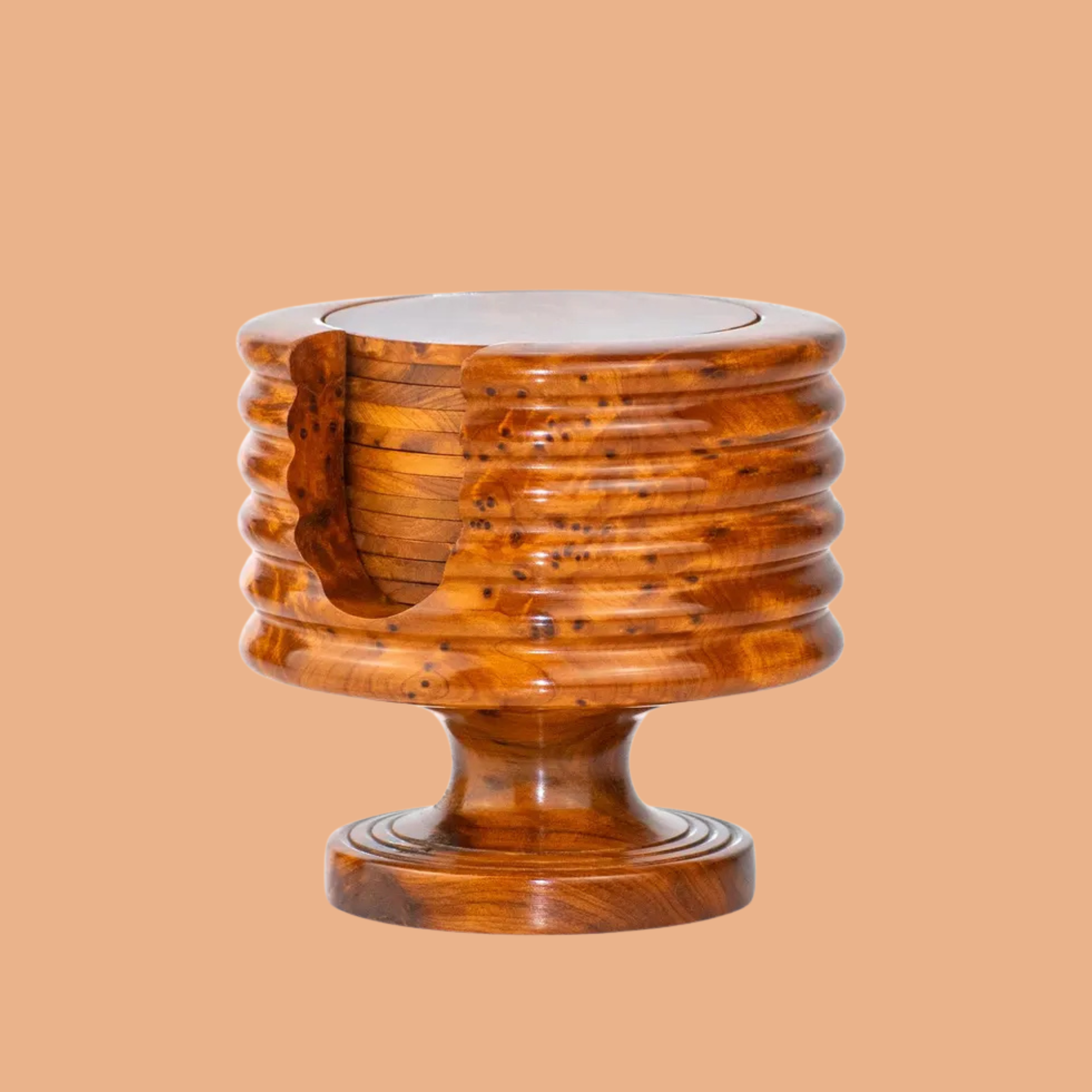 طقم قواعد الأكواب الفاخرة من خشب العرعار المغربي – 12 قطعة