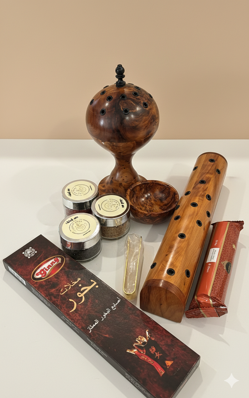 باك المبخرة الفاخرة الخشبية مع البخور – طقم متكامل لتعطير المنزل بأناقة